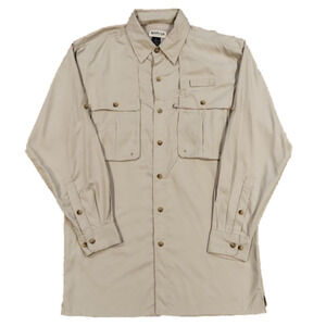 Magellan Sportswear Tan Gingham Button-Up Fishing Guide Shirt